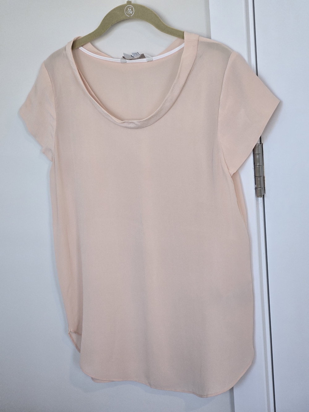 Boden Silk Light Blush Scoop Neck Short-Sleeve Top NWOT sz4